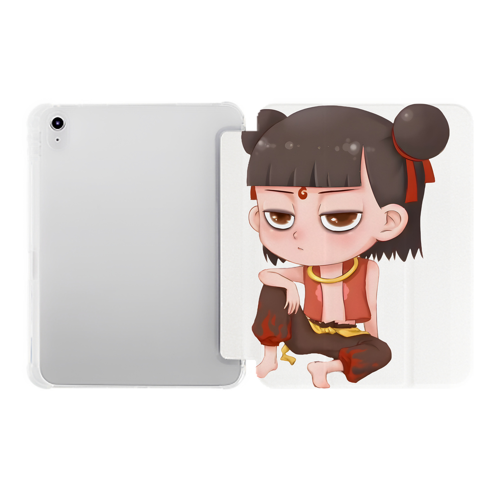 （画像用） Ne Zha 2 ナタ 魔童の大暴れ IPad ケース ペン収納付き 三つ折りスタンド PUレザー×シリコン 対応機種9.5/10.5/10.9インチ